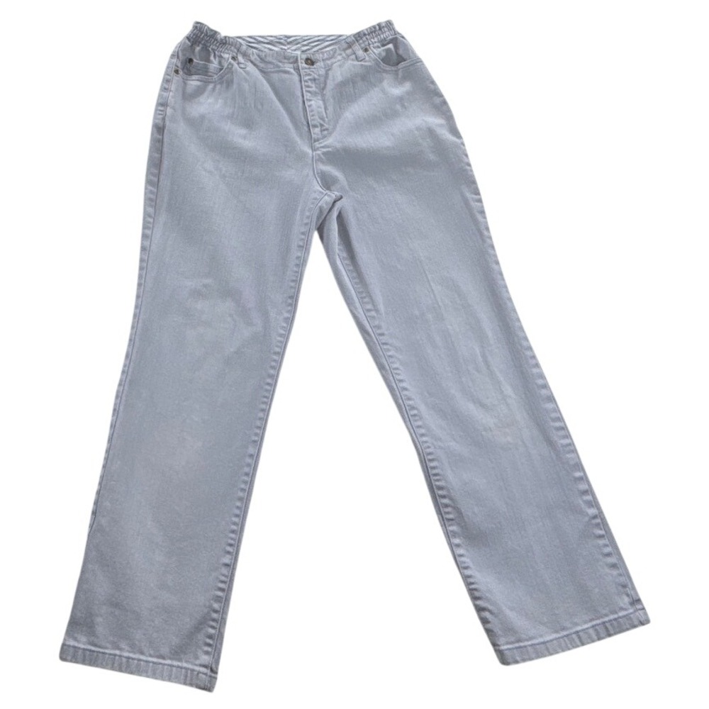 The Tog Shop Pants Women 8P Gray Straight Leg Elastic Waist Comfort Denim Cotton